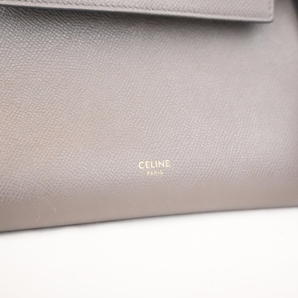 Celine Micro Belt Bag Borsa a Mano in Pelle di Vitello Martellata Grigia 24 cm