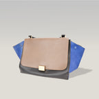 Celine Trapeze Leather Crossbody Bag in Blue and Taupe
