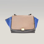 Celine Trapeze Leather Crossbody Bag in Blue and Taupe
