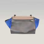 Celine Trapeze Leather Crossbody Bag in Blue and Taupe
