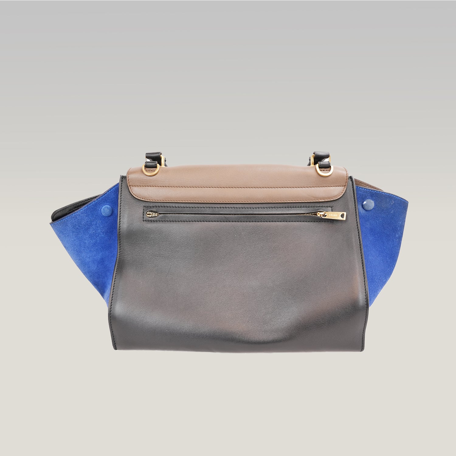 Celine Trapeze Leather Crossbody Bag in Blue and Taupe