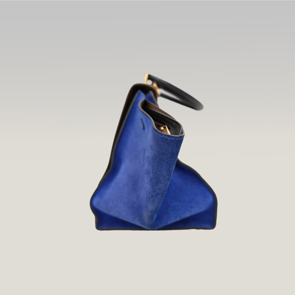 Celine Trapeze Leather Crossbody Bag in Blue and Taupe