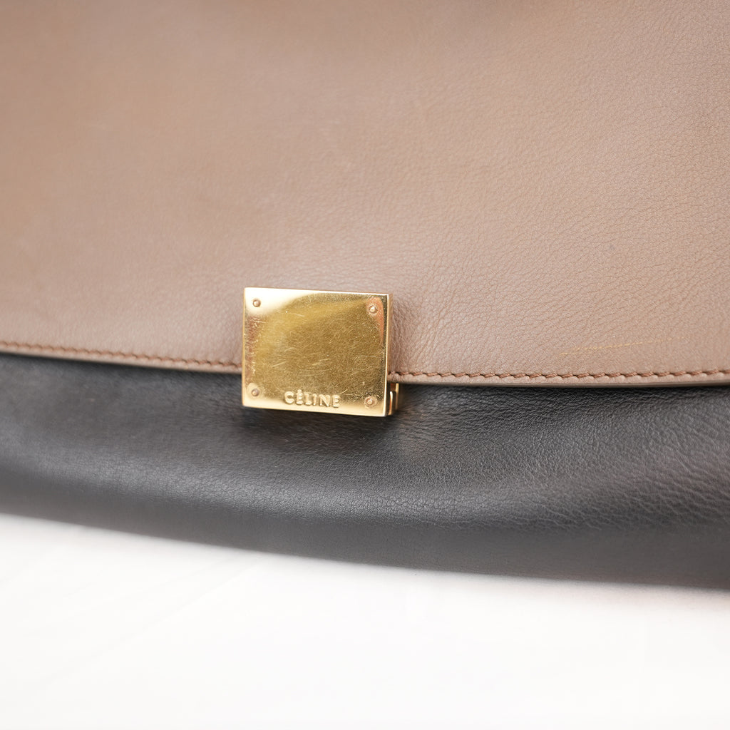 Celine Trapeze Leather Crossbody Bag in Blue and Taupe