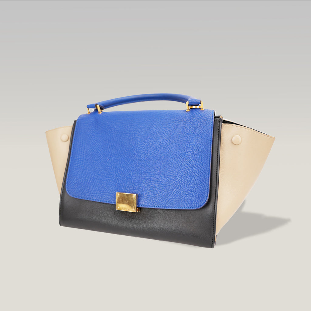 Celine Medium Trapeze Tri-Color Leather Top Handle & Shoulder Bag