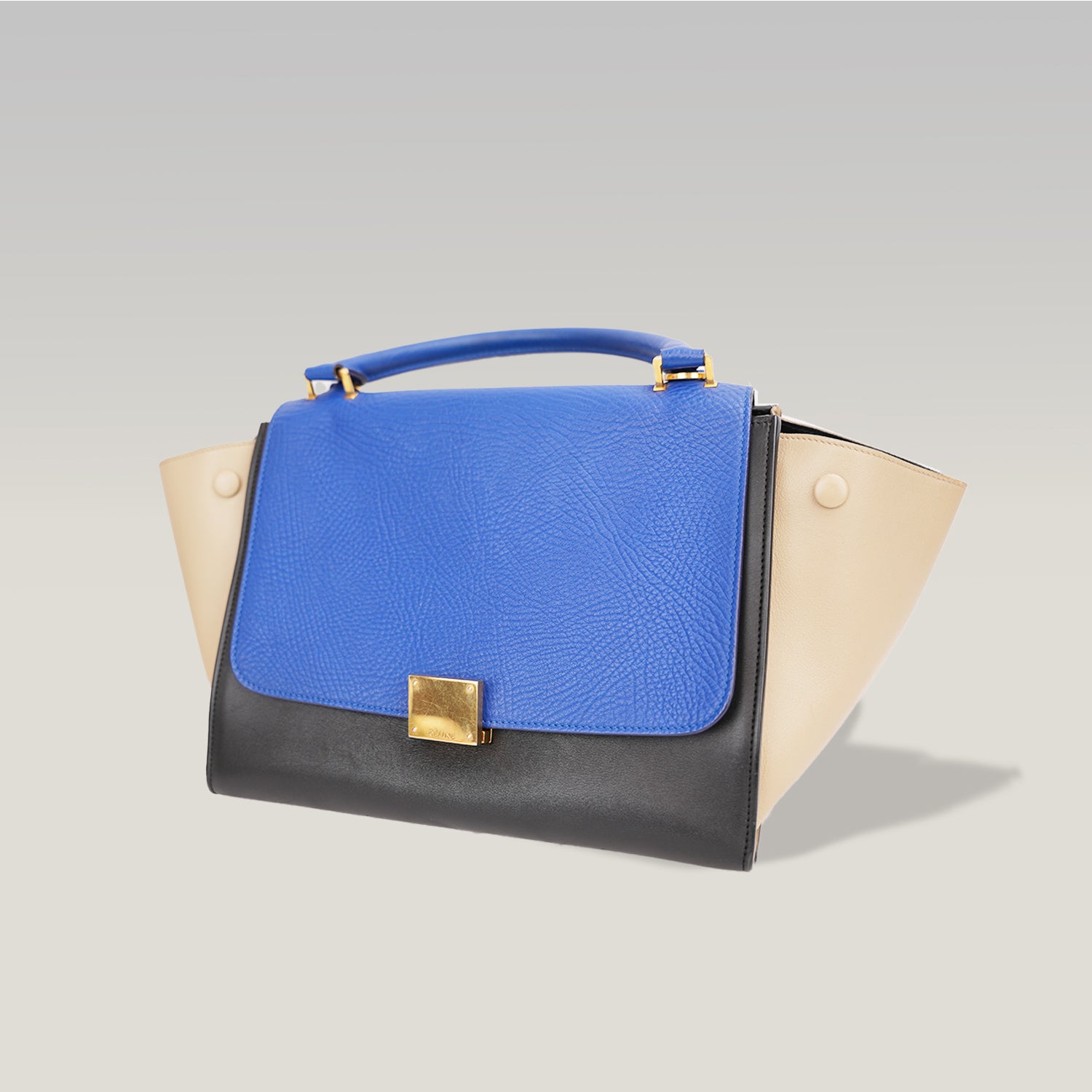 Celine Medium Trapeze Tri-Color Leather Top Handle & Shoulder Bag