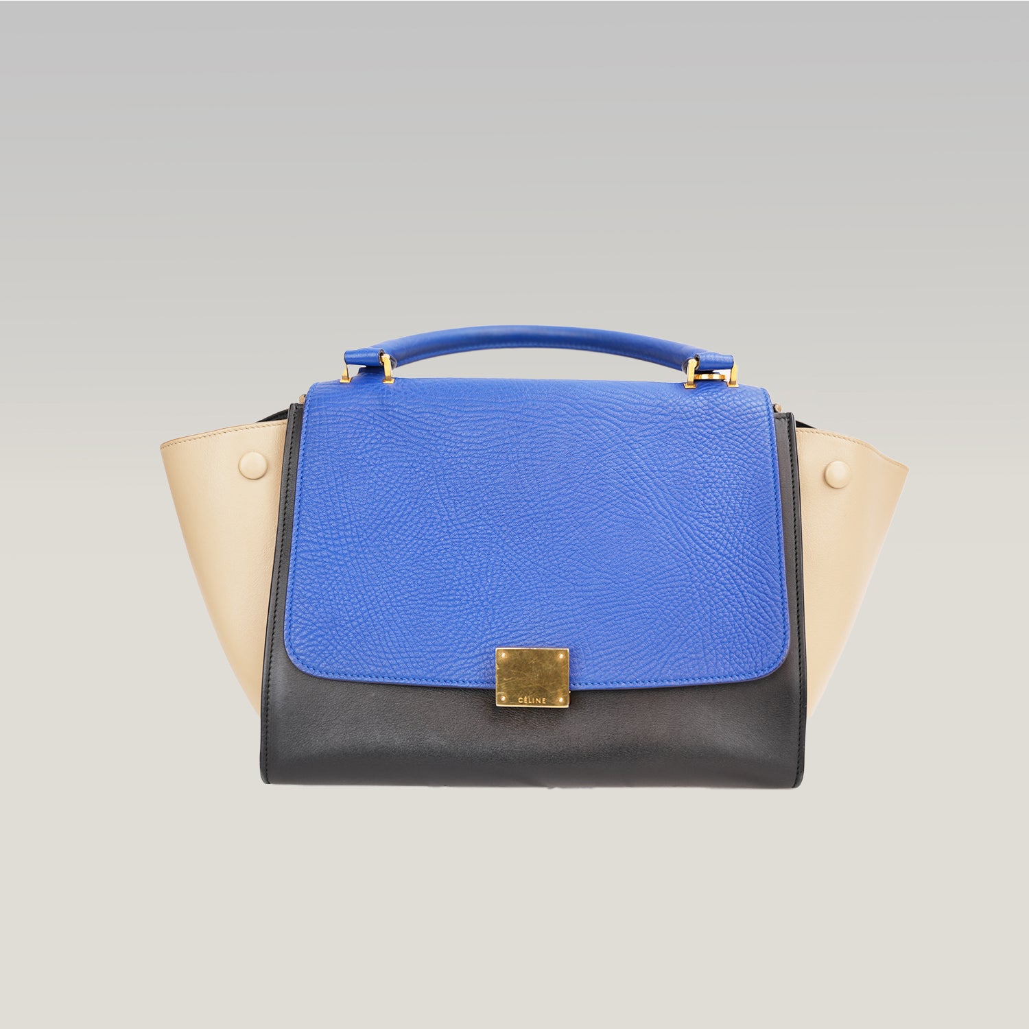 Celine Medium Trapeze Tri-Color Leather Top Handle & Shoulder Bag