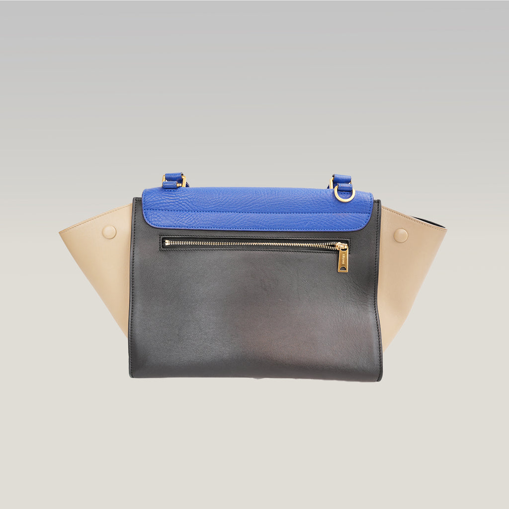 Celine Medium Trapeze Tri-Color Leather Top Handle & Shoulder Bag