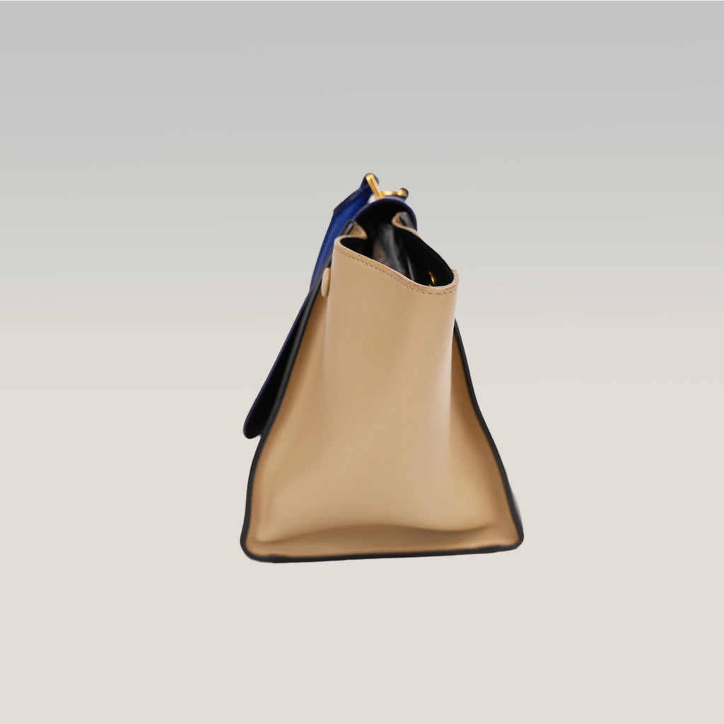Celine Medium Trapeze Tri-Color Leather Top Handle & Shoulder Bag