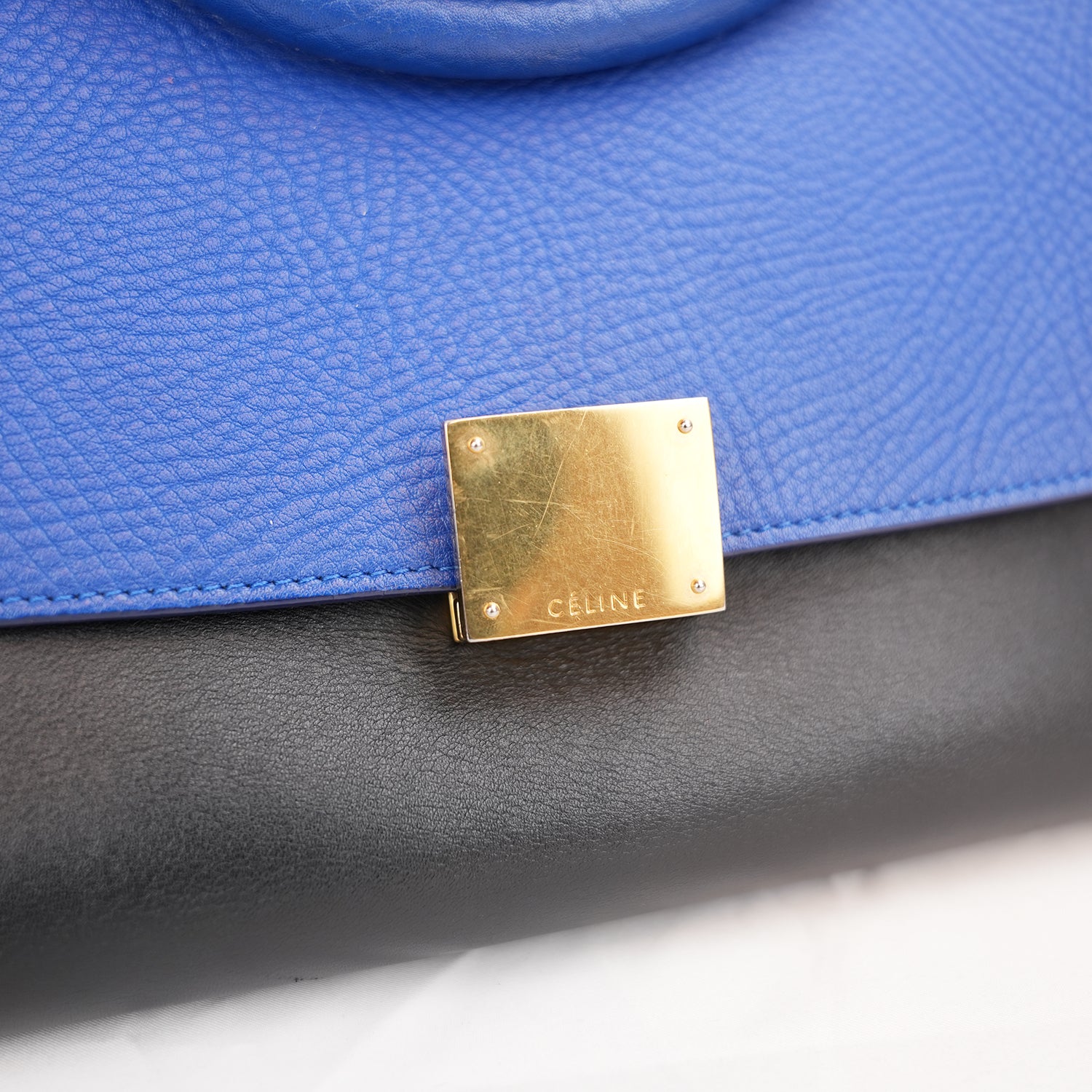 Celine Medium Trapeze Tri-Color Leather Top Handle & Shoulder Bag