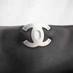 Chanel 19 Large Flap Bag Black Lambskin Quilted Leather Silver Hardware