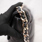 Chanel 19 Large Flap Bag Black Lambskin Quilted Leather Silver Hardware