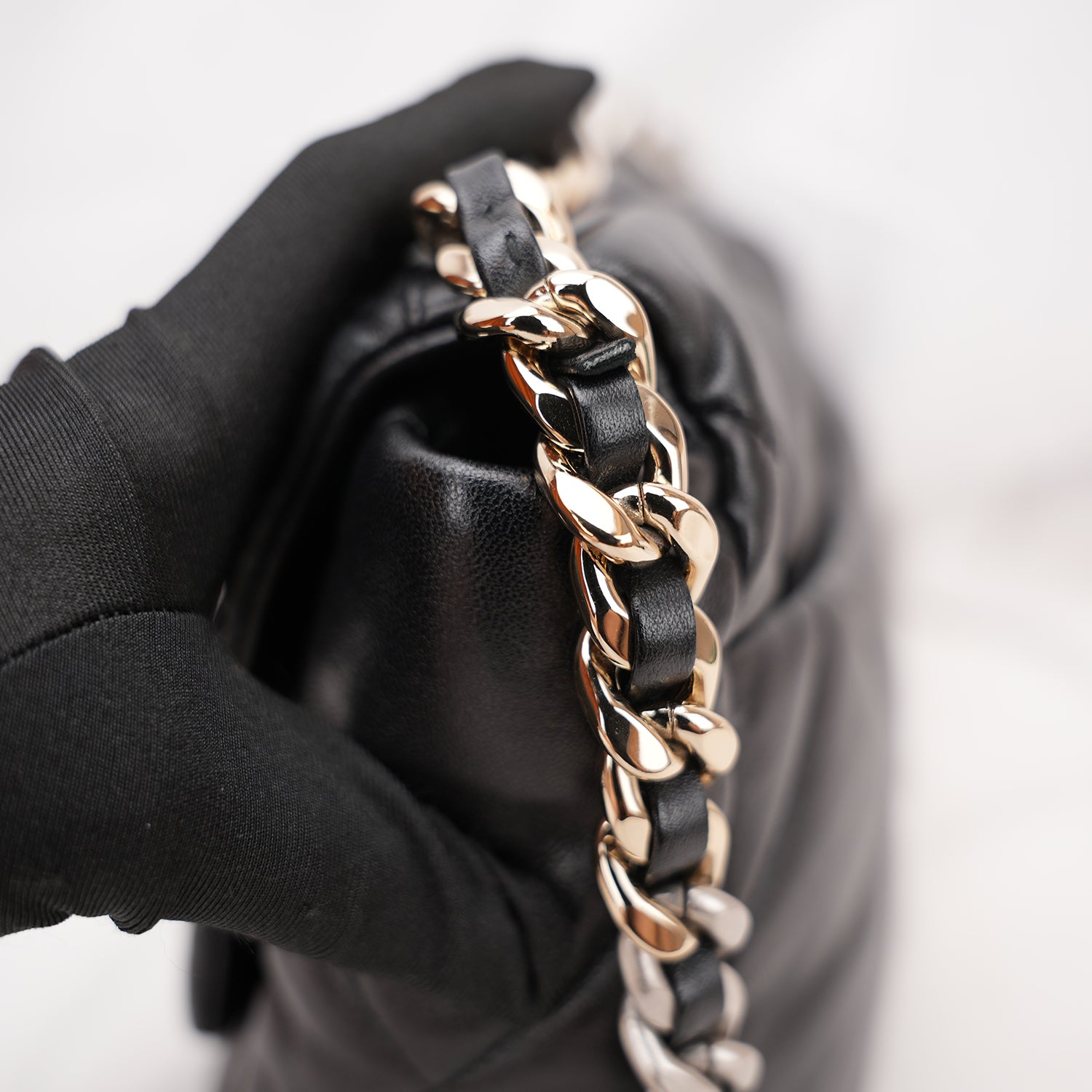 Chanel 19 Large Flap Bag Black Lambskin Quilted Leather Silver Hardware