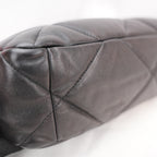 Chanel 19 Large Flap Bag Black Lambskin Quilted Leather Silver Hardware