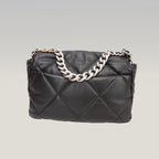 Chanel 19 Large Flap Bag Black Lambskin Quilted Leather Silver Hardware