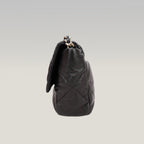 Chanel 19 Large Flap Bag Black Lambskin Quilted Leather Silver Hardware