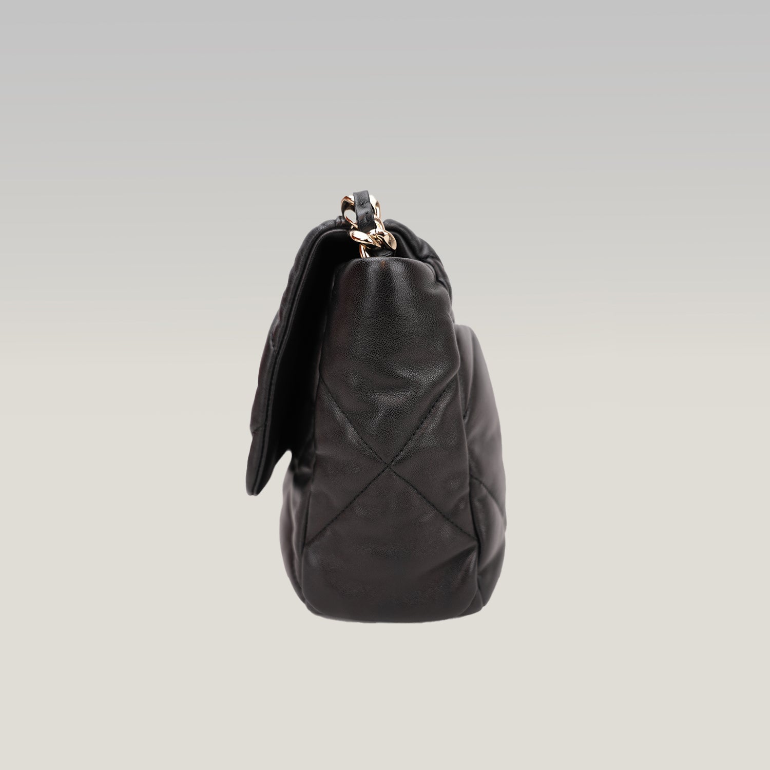 Chanel 19 Large Flap Bag Black Lambskin Quilted Leather Silver Hardware