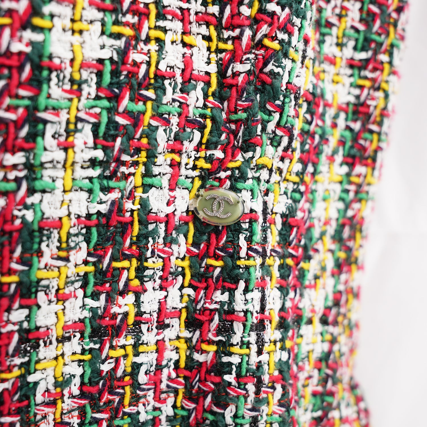 Chanel 2017 Tweed Dress Multicolor con Dettagli Verdi