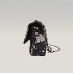 Chanel Classic Flap Medium Airline Limited Edition Nera in Raso Stampato 2016/17