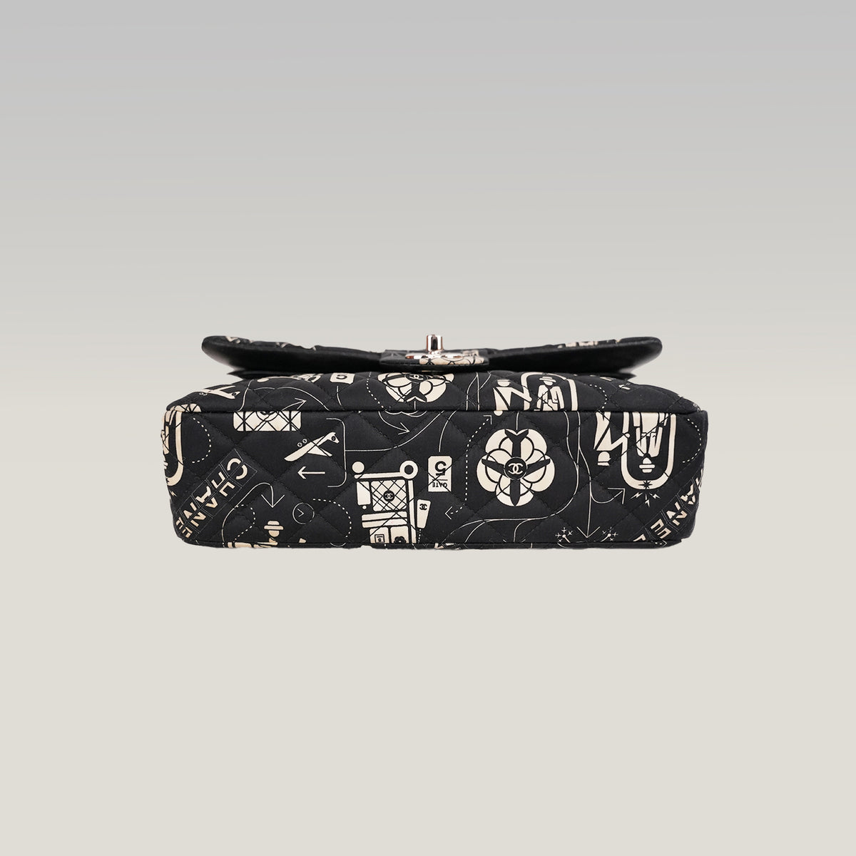 Chanel Classic Flap Medium Airline Limited Edition Nera in Raso Stampato 2016/17