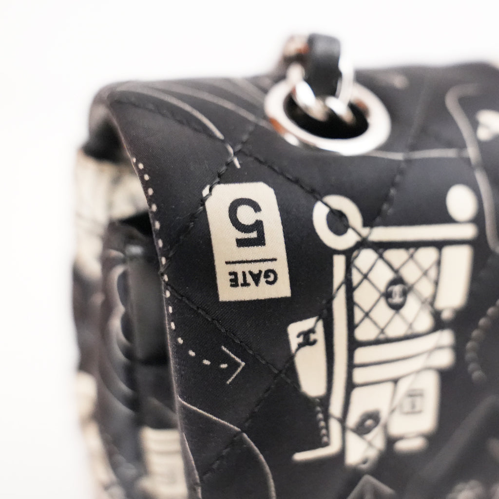 Chanel Classic Flap Medium Airline Limited Edition Nera in Raso Stampato 2016/17
