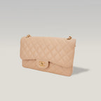 Chanel Classic Flap Jumbo Double Flap in Pelle di Vitello Beige Matelassé con Hardware Dorato – Serie 18