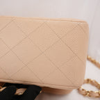 Chanel Classic Flap Jumbo Double Flap in Pelle di Vitello Beige Matelassé con Hardware Dorato – Serie 18