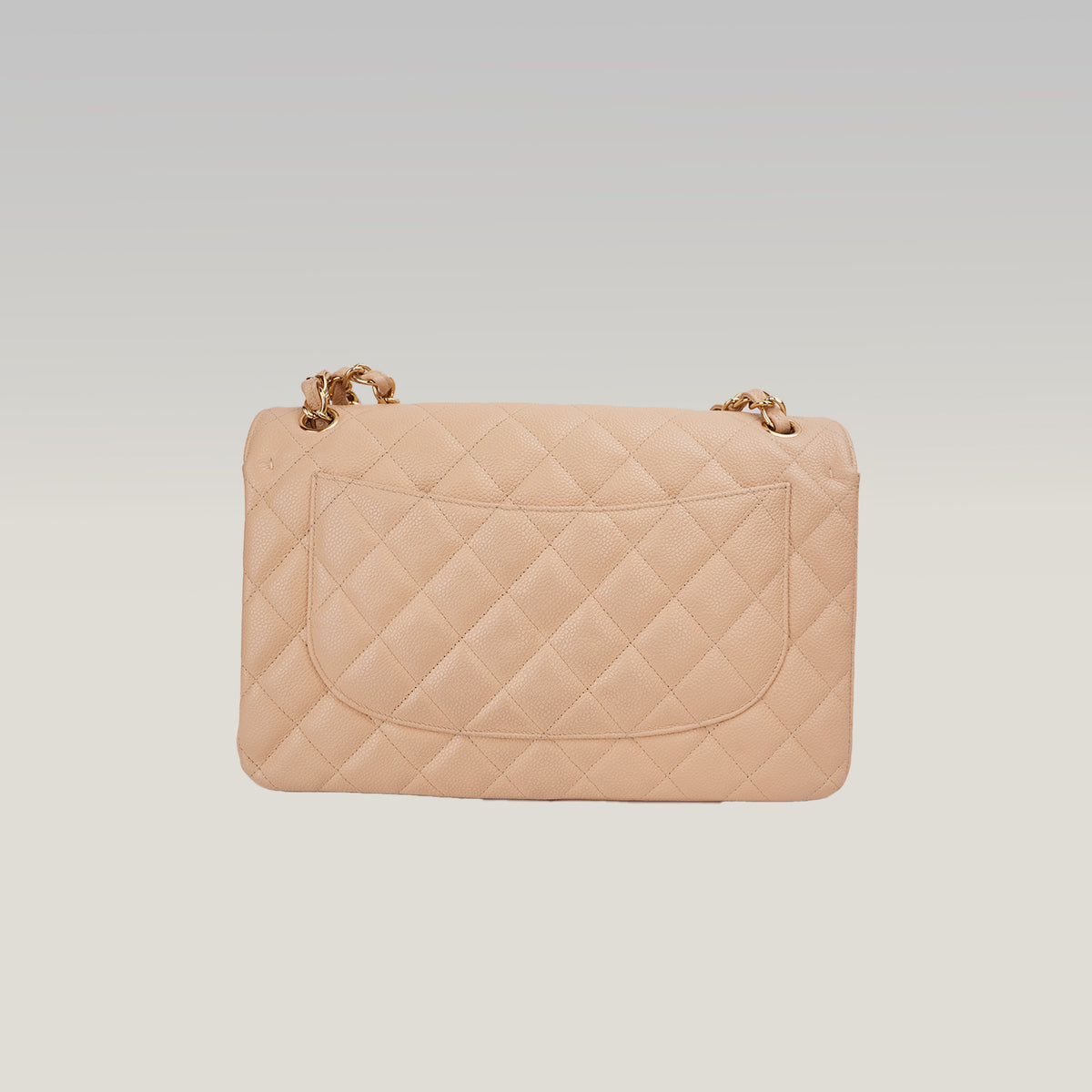 Chanel Classic Flap Jumbo Double Flap in Pelle di Vitello Beige Matelassé con Hardware Dorato – Serie 18