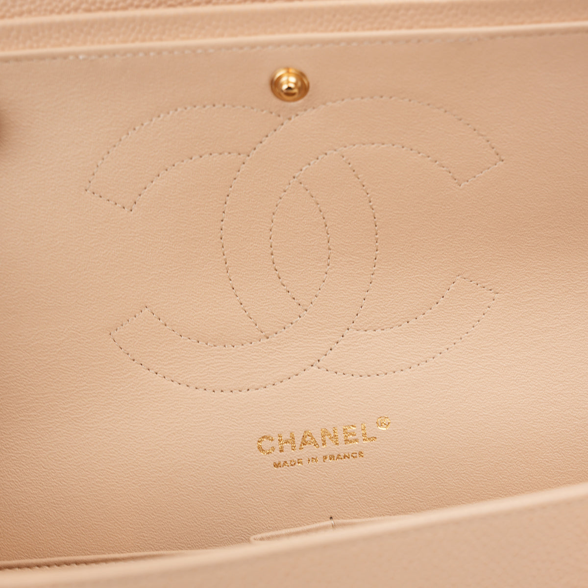 Chanel Classic Flap Jumbo Double Flap in Pelle di Vitello Beige Matelassé con Hardware Dorato – Serie 18