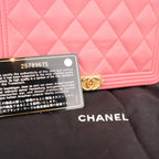 Chanel Boy WOC Rosa in Pelle Caviar Trapuntata con Hardware Dorato, Carta e Etichetta