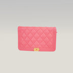 Chanel Boy WOC Rosa in Pelle Caviar Trapuntata con Hardware Dorato, Carta e Etichetta