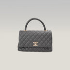 Chanel Coco Handle Borsa a Mano Media in Pelle Caviar Nera Matelassé con Hardware Dorato – Serie 25