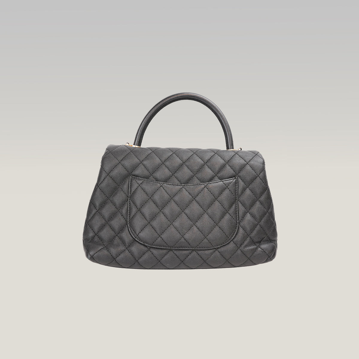 Chanel Coco Handle Borsa a Mano Media in Pelle Caviar Nera Matelassé con Hardware Dorato – Serie 25