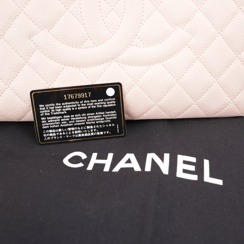 Chanel Grand Shopping Tote GST Media in Pelle Caviar Rosa Chiaro con Hardware Argentato – 2017