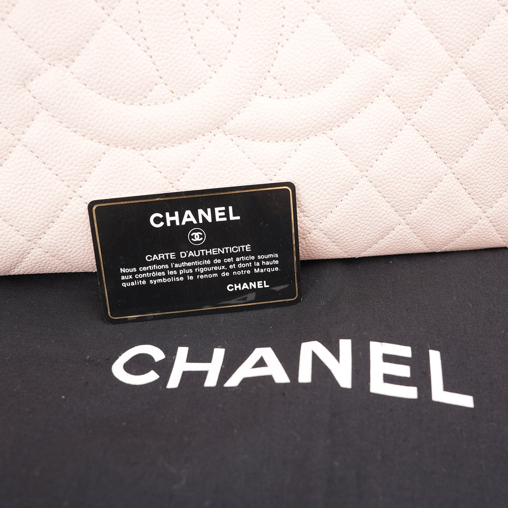 Chanel Grand Shopping Tote GST Media in Pelle Caviar Rosa Chiaro con Hardware Argentato – 2017