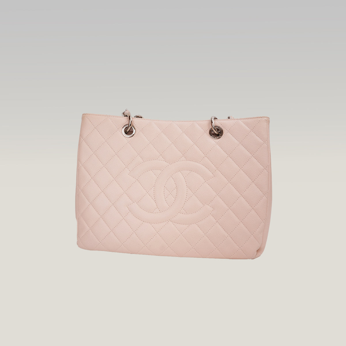 Chanel Grand Shopping Tote GST Media in Pelle Caviar Rosa Chiaro con Hardware Argentato – 2017