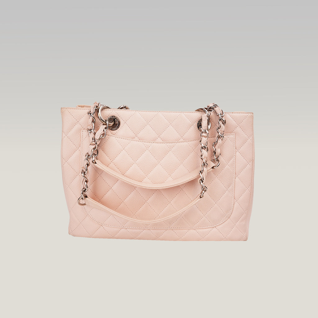 Chanel Grand Shopping Tote GST Media in Pelle Caviar Rosa Chiaro con Hardware Argentato – 2017