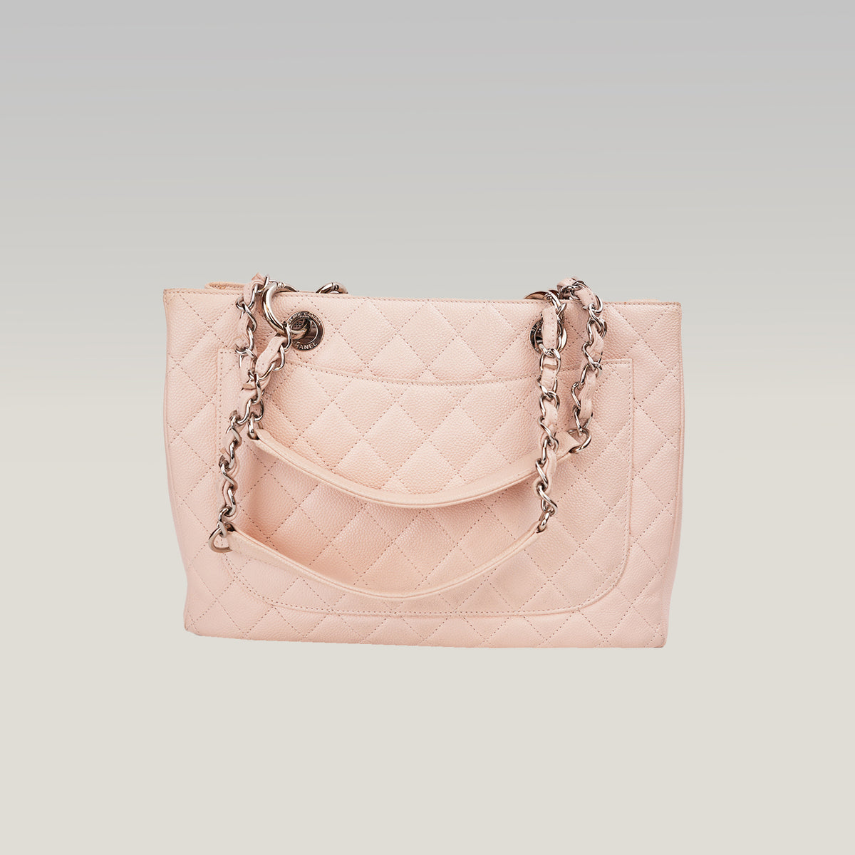 Chanel Grand Shopping Tote GST Media in Pelle Caviar Rosa Chiaro con Hardware Argentato – 2017