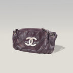 Chanel LAX Accordion Flap Viola in Pelle con Tracolla e Carta di Autenticità