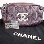 Chanel LAX Accordion Flap Viola in Pelle con Tracolla e Carta di Autenticità