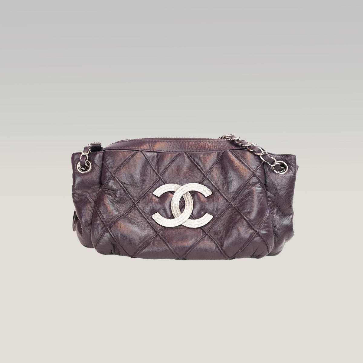 Chanel LAX Accordion Flap Viola in Pelle con Tracolla e Carta di Autenticità