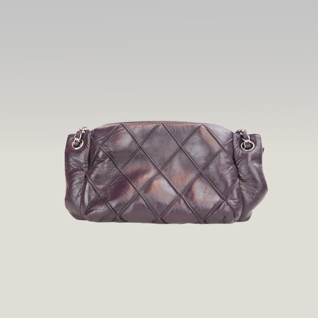 Chanel LAX Accordion Flap Viola in Pelle con Tracolla e Carta di Autenticità