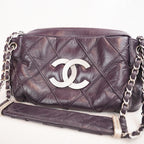 Chanel LAX Accordion Flap Viola in Pelle con Tracolla e Carta di Autenticità