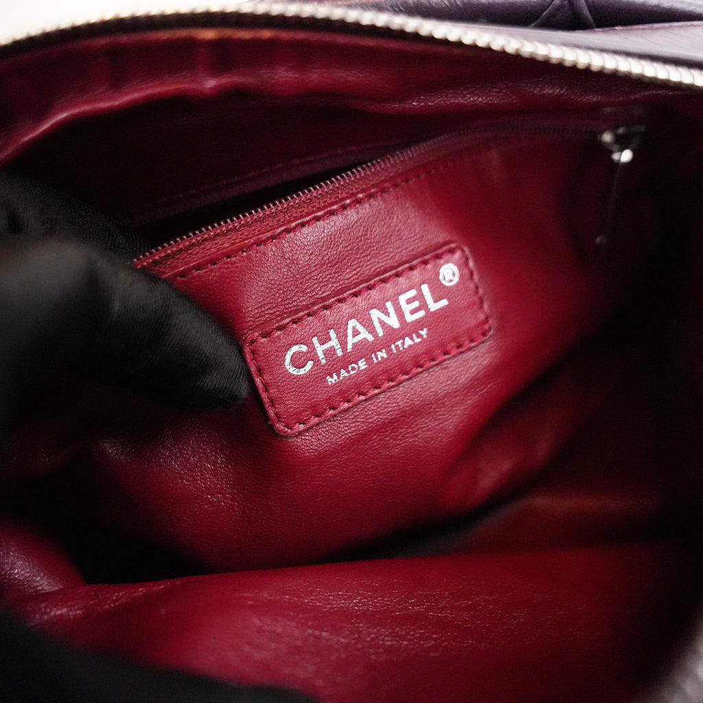 Chanel LAX Accordion Flap Viola in Pelle con Tracolla e Carta di Autenticità