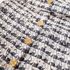 Chanel Abito Tweed Navy e Bianco con Bottoni Gioiello Dorati