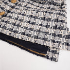 Chanel Abito Tweed Navy e Bianco con Bottoni Gioiello Dorati