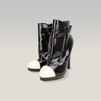 Chanel Patent Leather Ankle Boots in Black and White – Size 40.5