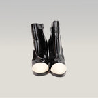 Chanel Patent Leather Ankle Boots in Black and White – Size 40.5