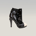 Chanel Patent Leather Ankle Boots in Black and White – Size 40.5
