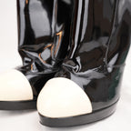 Chanel Patent Leather Ankle Boots in Black and White – Size 40.5