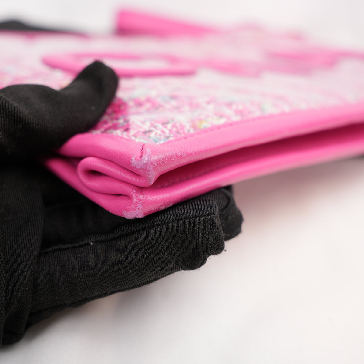 Chanel Clutch Pouch in Tweed Rosa Multicolore e PVC Trasparente con Maxi Logo CHANEL – Con Carta e Dust Bag